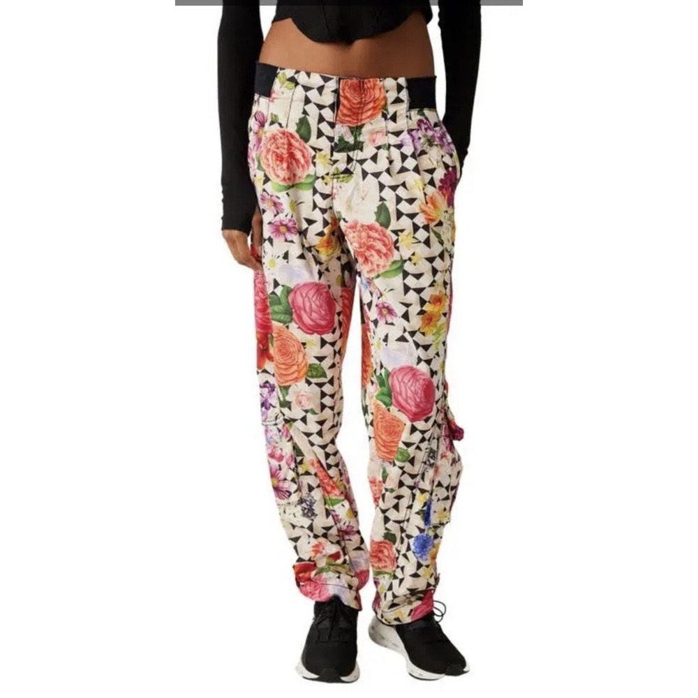 Free People Movement Mesmerize Me Floral Cargo Pant Boho Multicolor Women's L